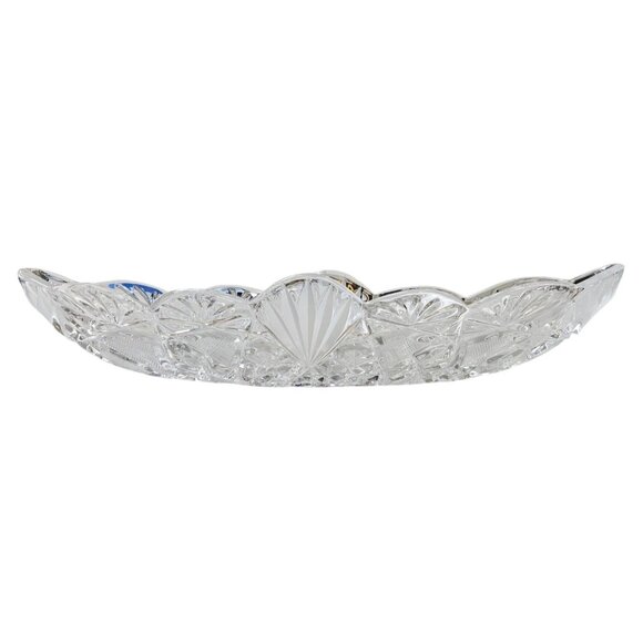 Vintage Clear Cut Crystal Glass Bread Serving Bowl Dish Scalloped Rim - Picture 1 of 6